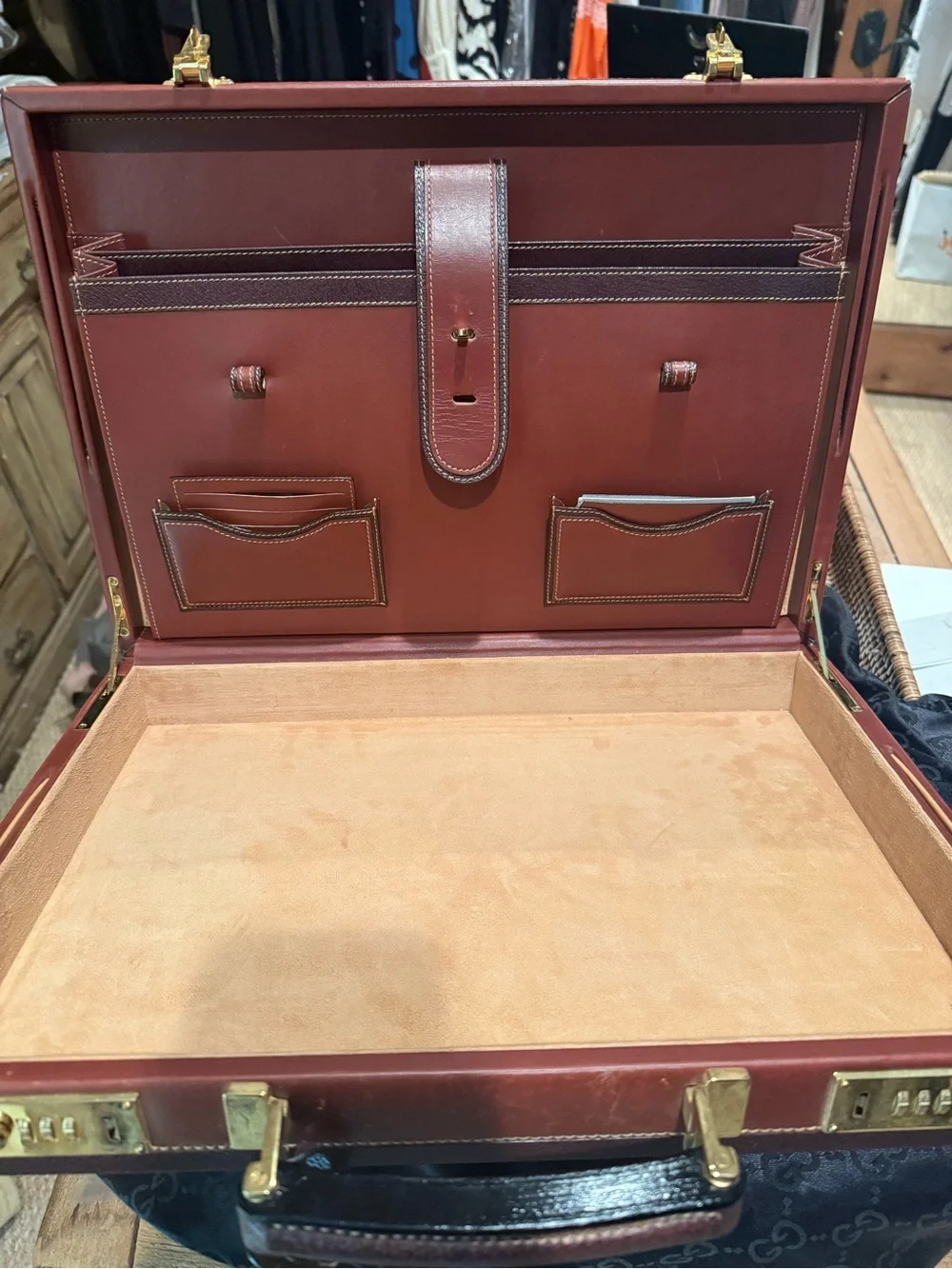 Men's Leather Briefcase in Chestnut Brown with Top Handle